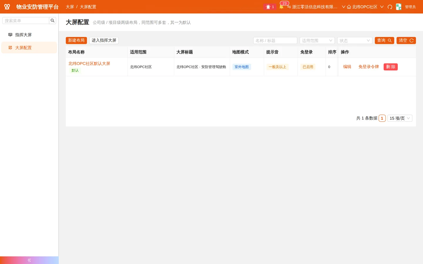大屏配置：面板、视频墙分组与只读令牌